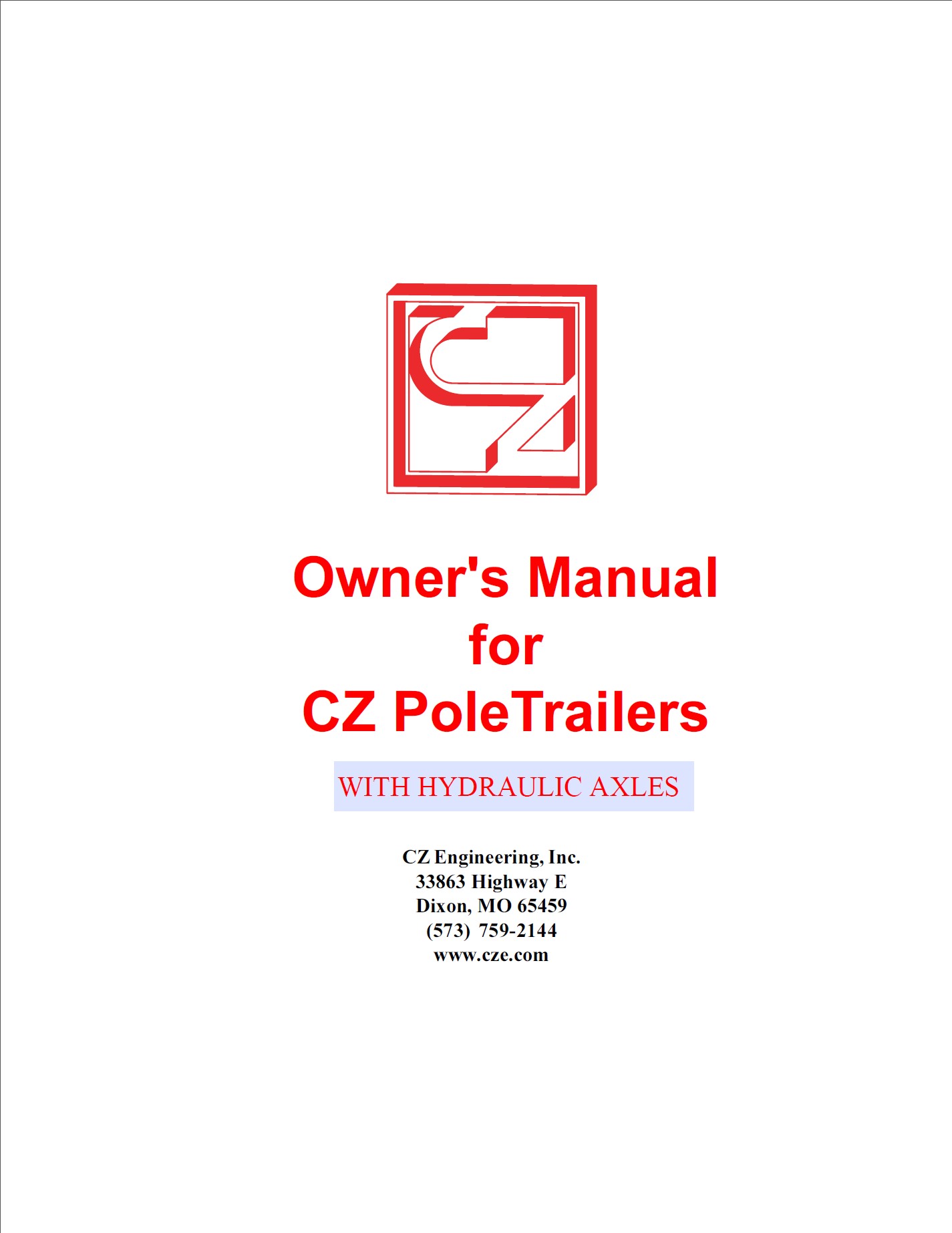 Owners Manual for Hydraulic Axles